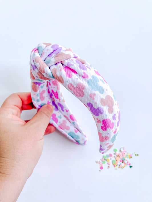 Whimsical Mouse Head Knotted Headband
