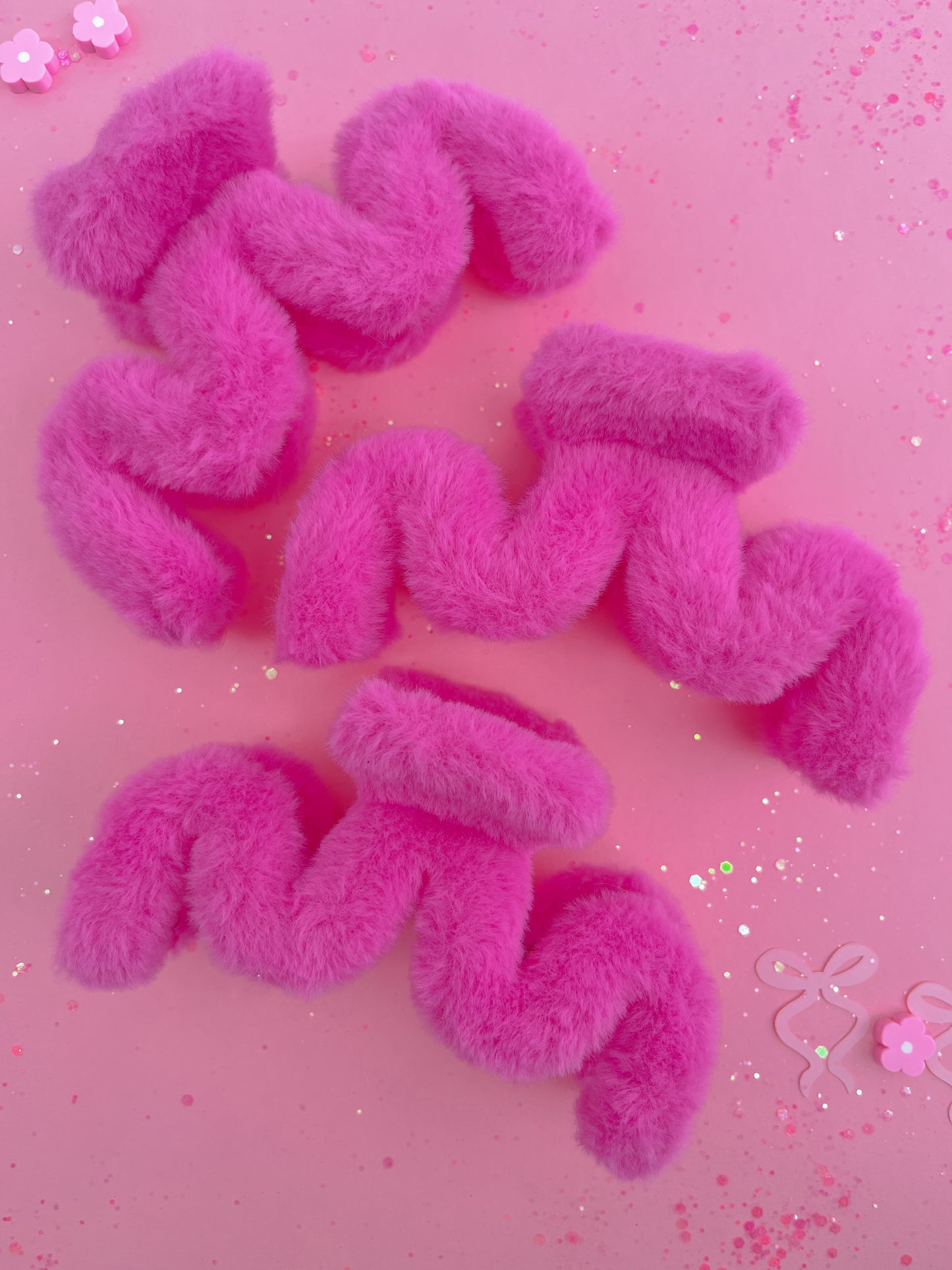 Hot Pink Fuzzy Large Claw Clip