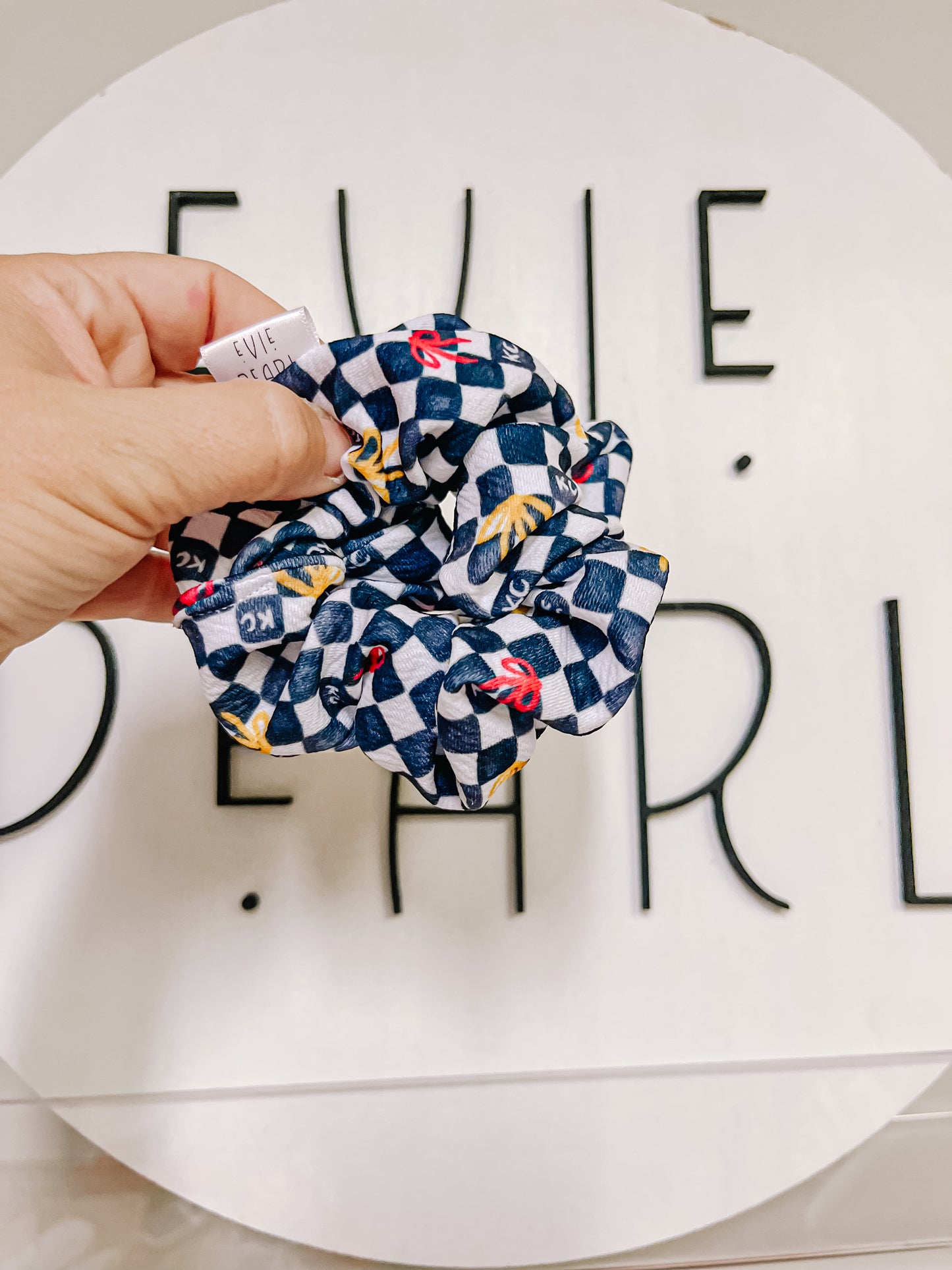 Black KC Bows Checkered Oversized Scrunchy R2S