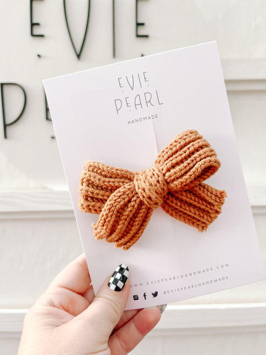 Pumpkin Spice Knit Hair Bow