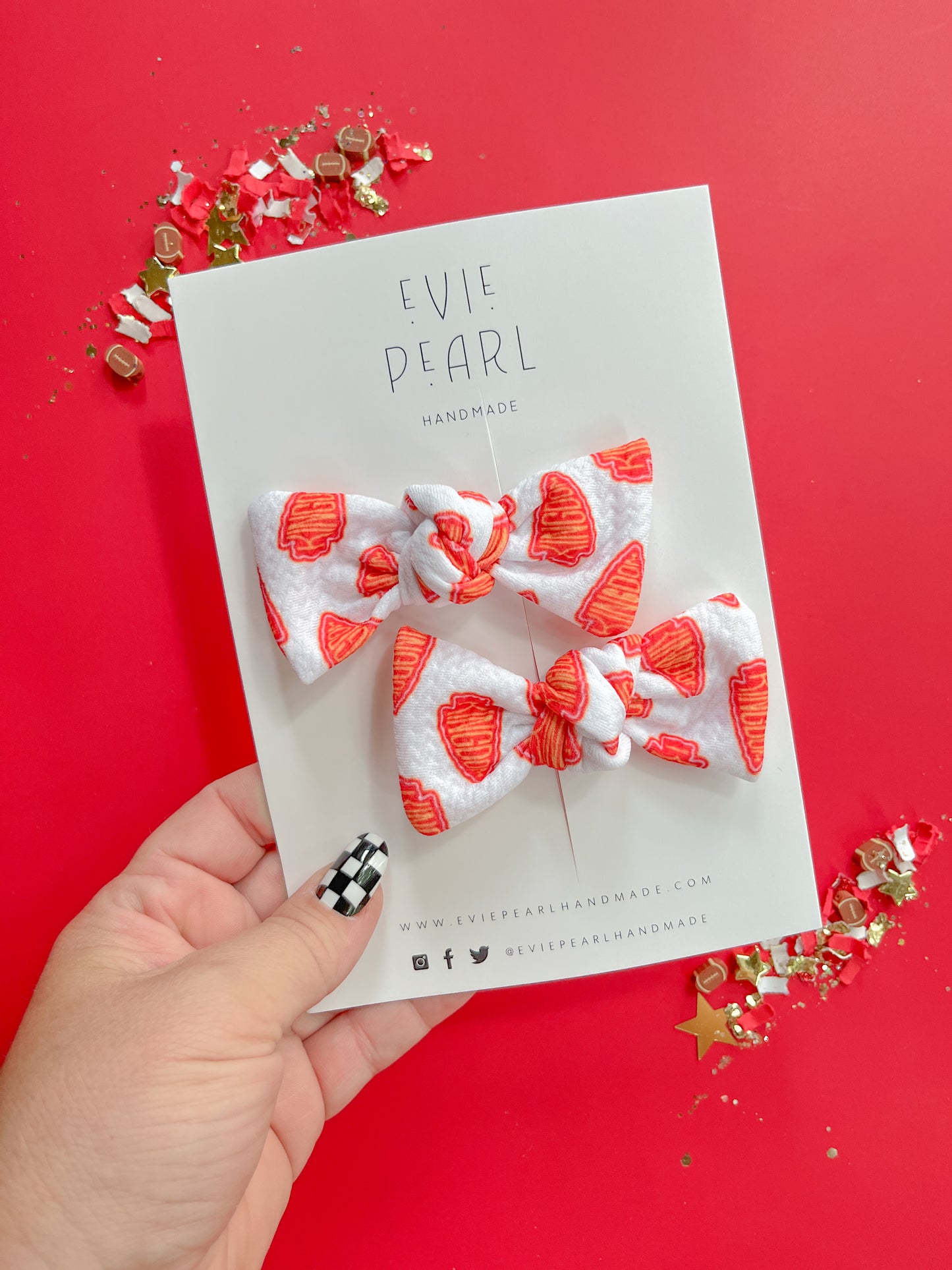 Kansas City White Kingdom Knot Bow Pigtail Set