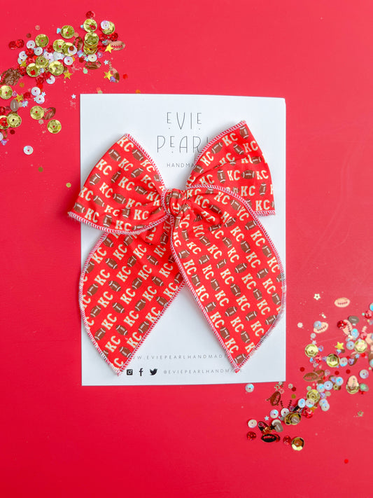 Red KC Football Oversized Bow