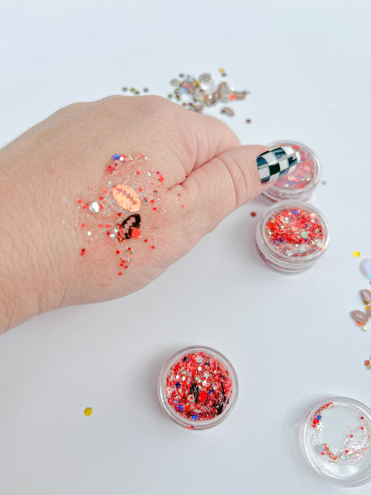 KU Rockchalk Jayhawk Red Blue Football Hair Glitter Gel