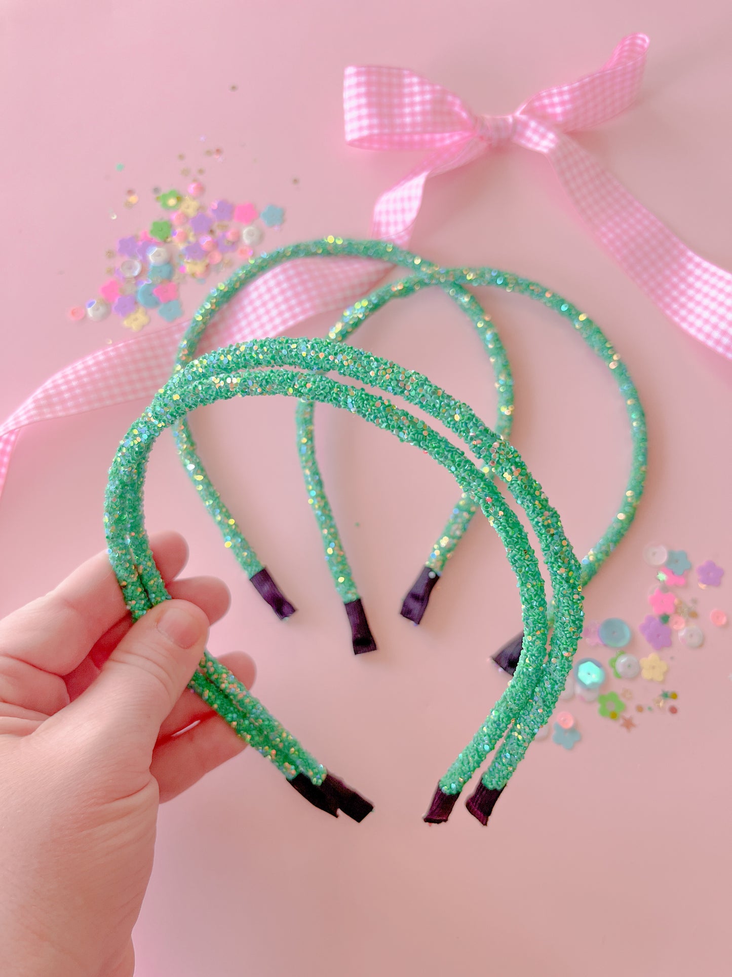 Kelly Green Glitter Headband for Girls
