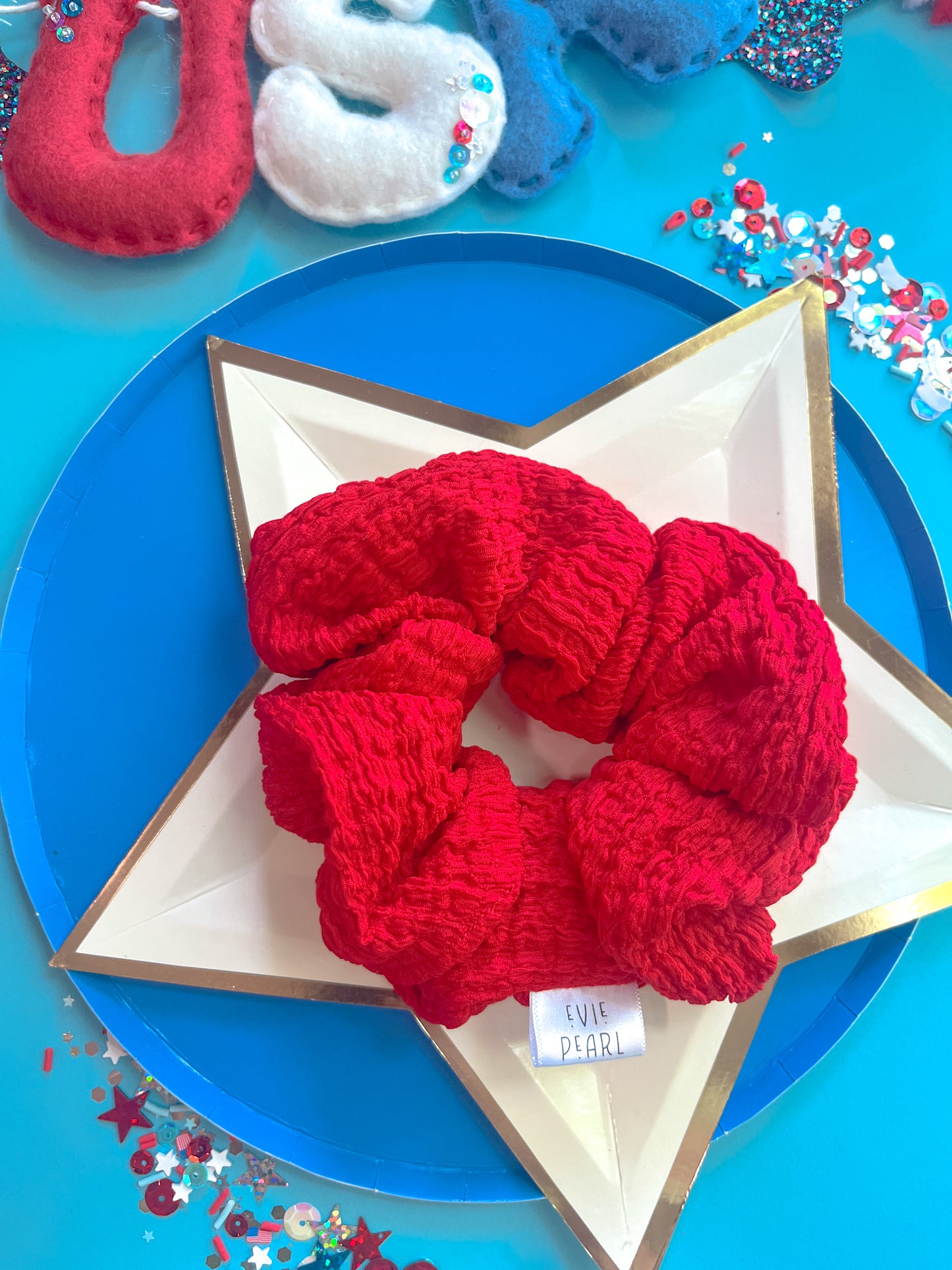 Red Crinkle Regular Scrunchy