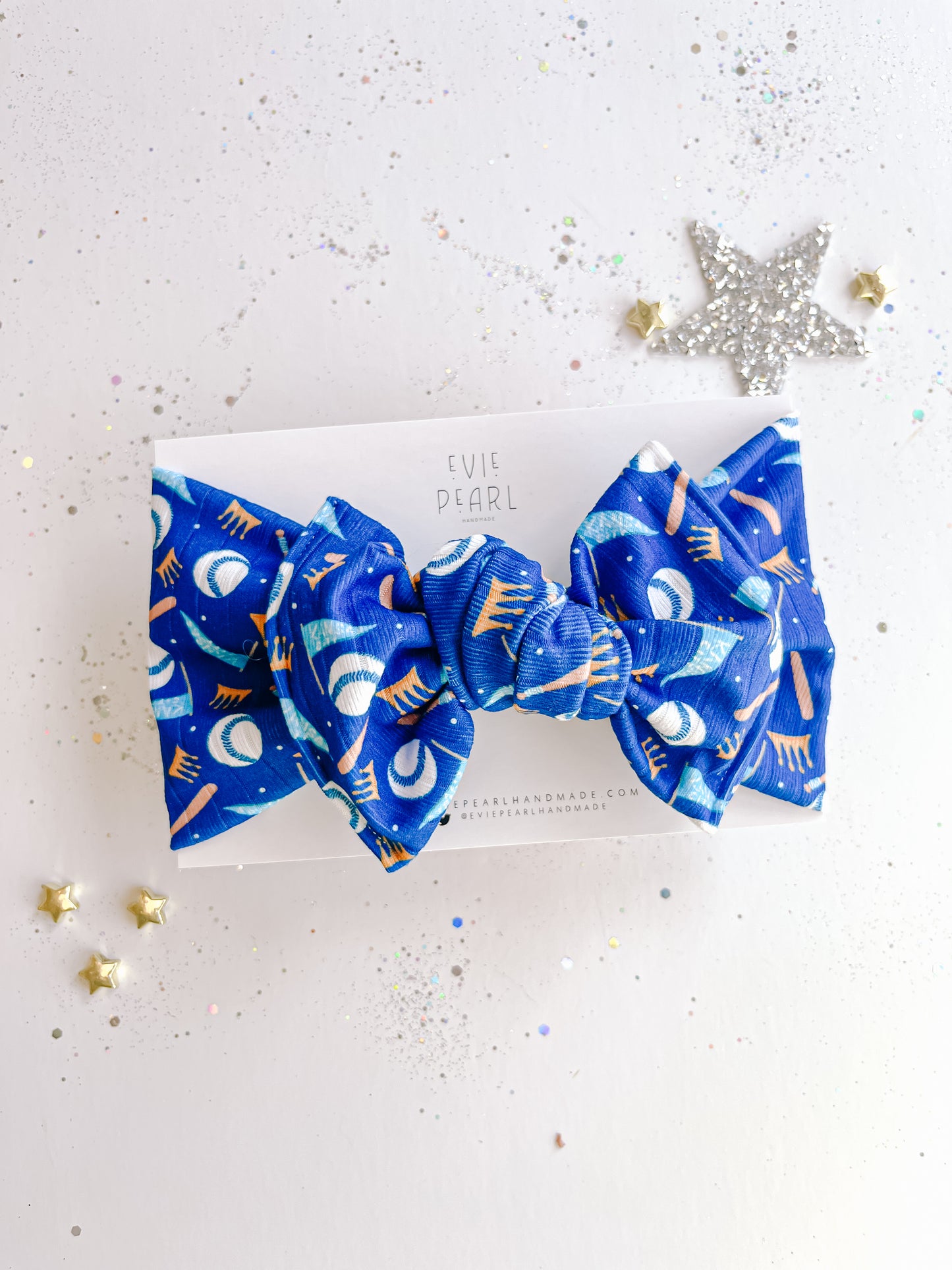 Blue Kansas City Bows Baby Bow Turban