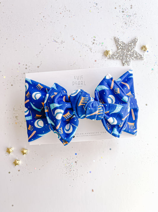 Blue Kansas City Bows Baby Bow Turban