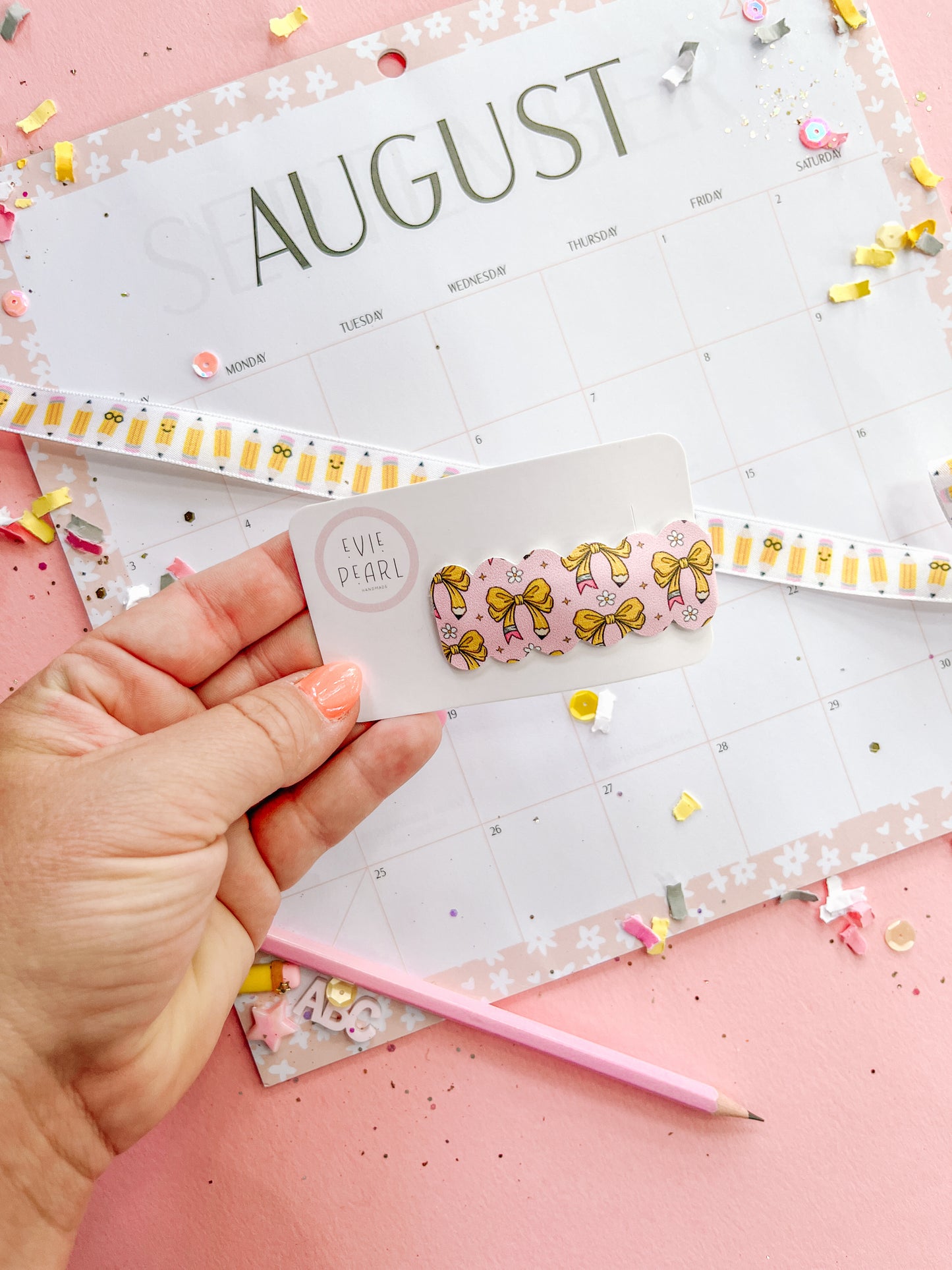 Pencil Bow Single Snap Clip