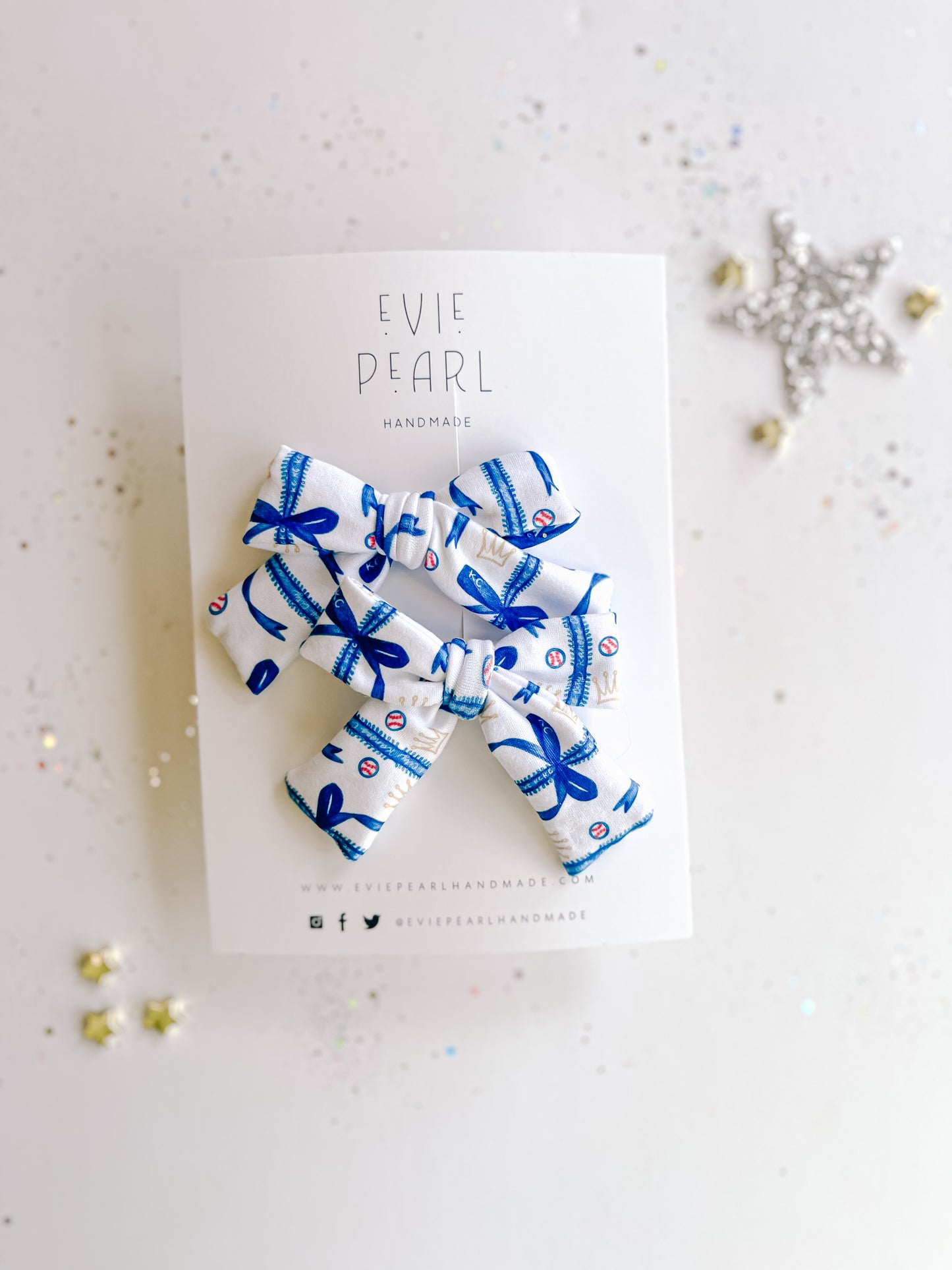 Blue Bow KC Small Pinwheel Pigtail Bows