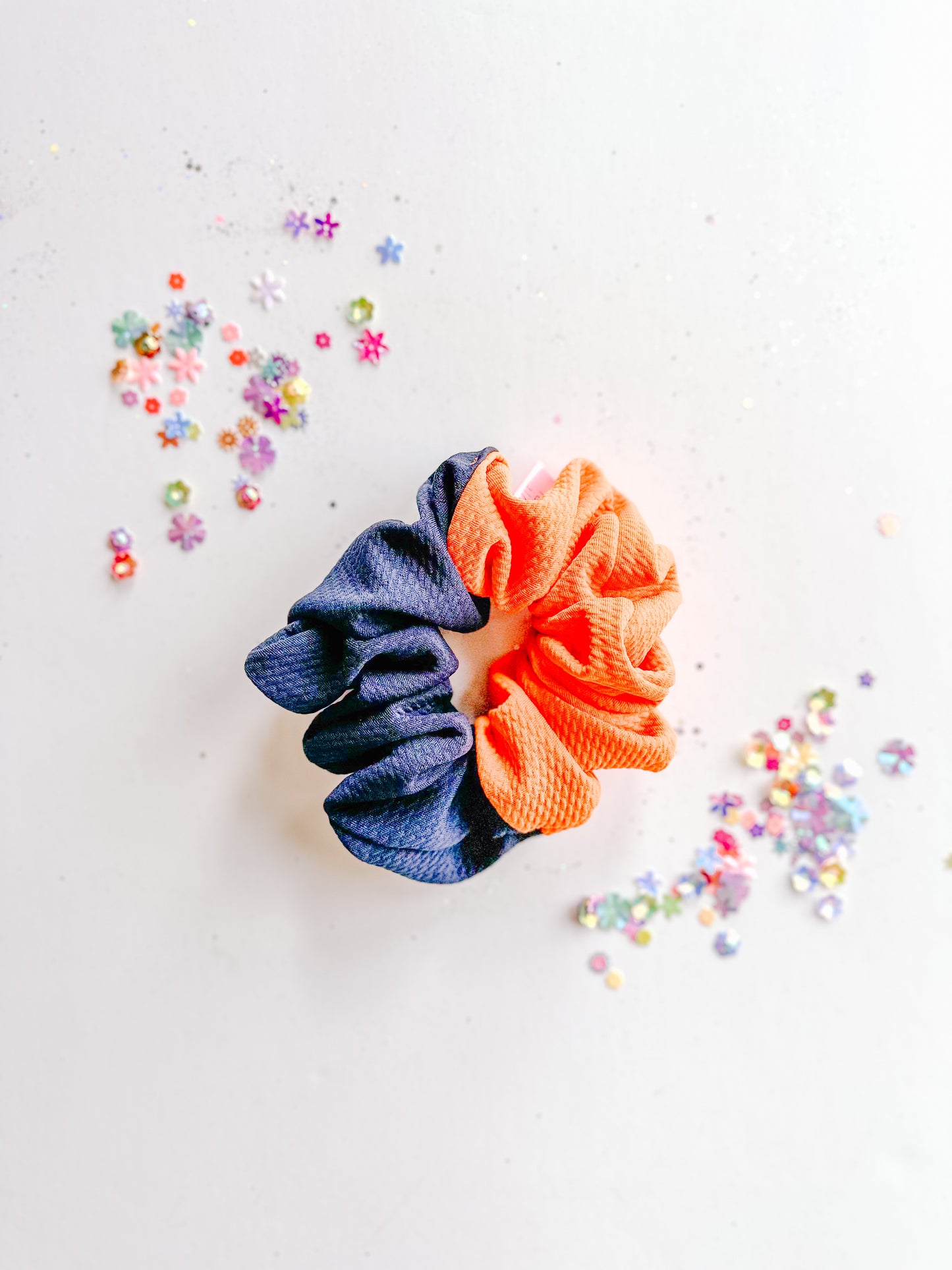Orange Navy Color Block Oversized Scrunchy