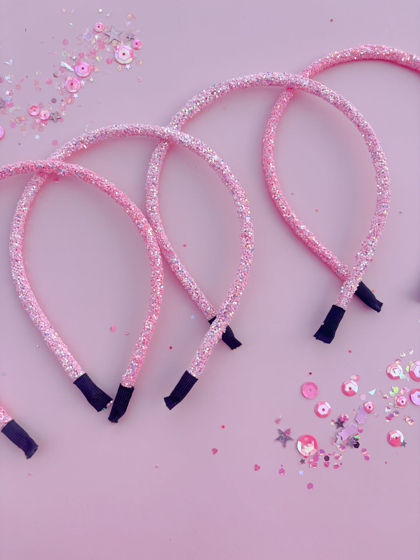 Light Pink Glitter Headbands for Girls