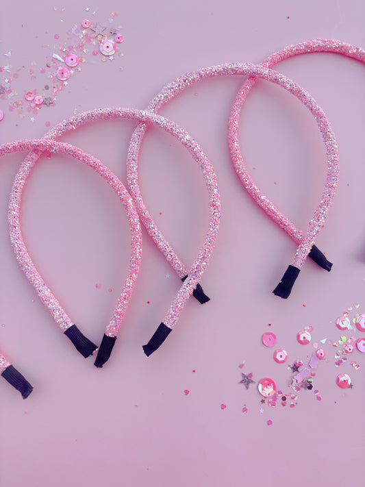 Light Pink Glitter Headbands for Girls