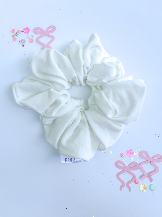 White Solid Oversized Scrunchy