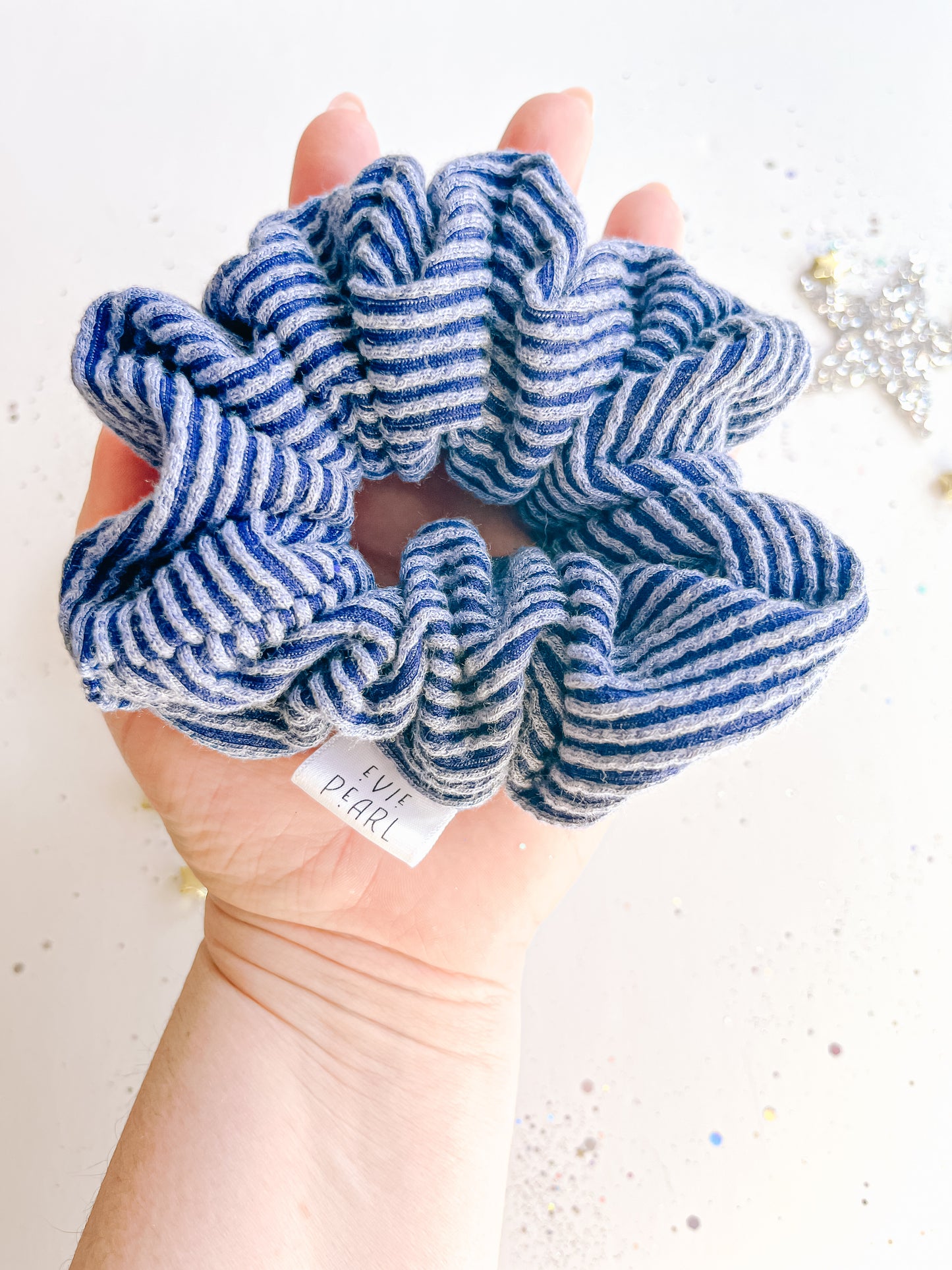 Navy Ribbed Regular Scrunchy