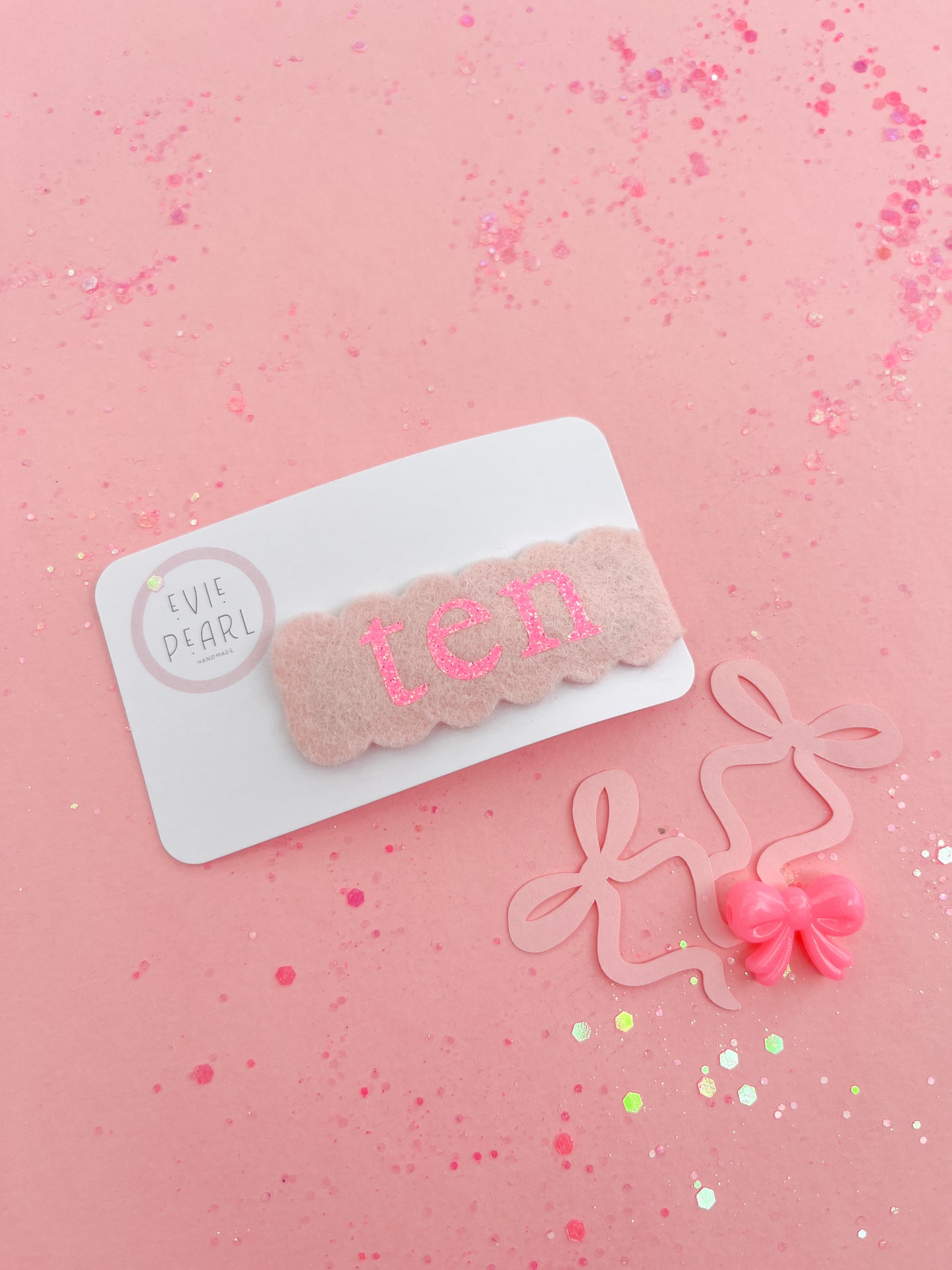 Ten Hot Pink Glitter Snap Clip