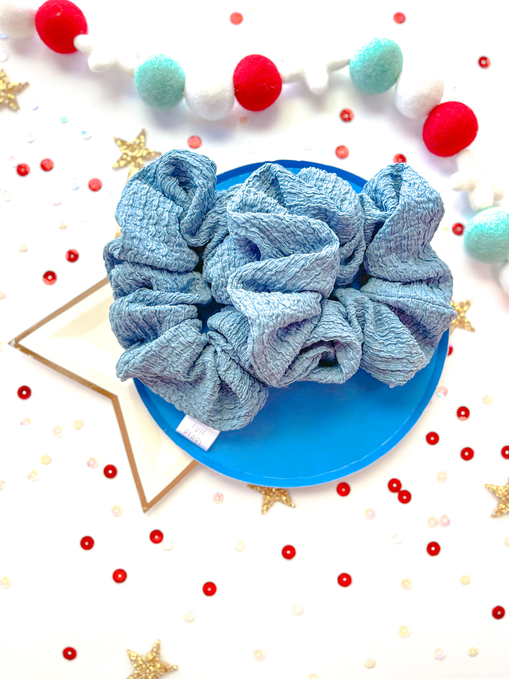 Blue Crinkle Oversized Scrunchies