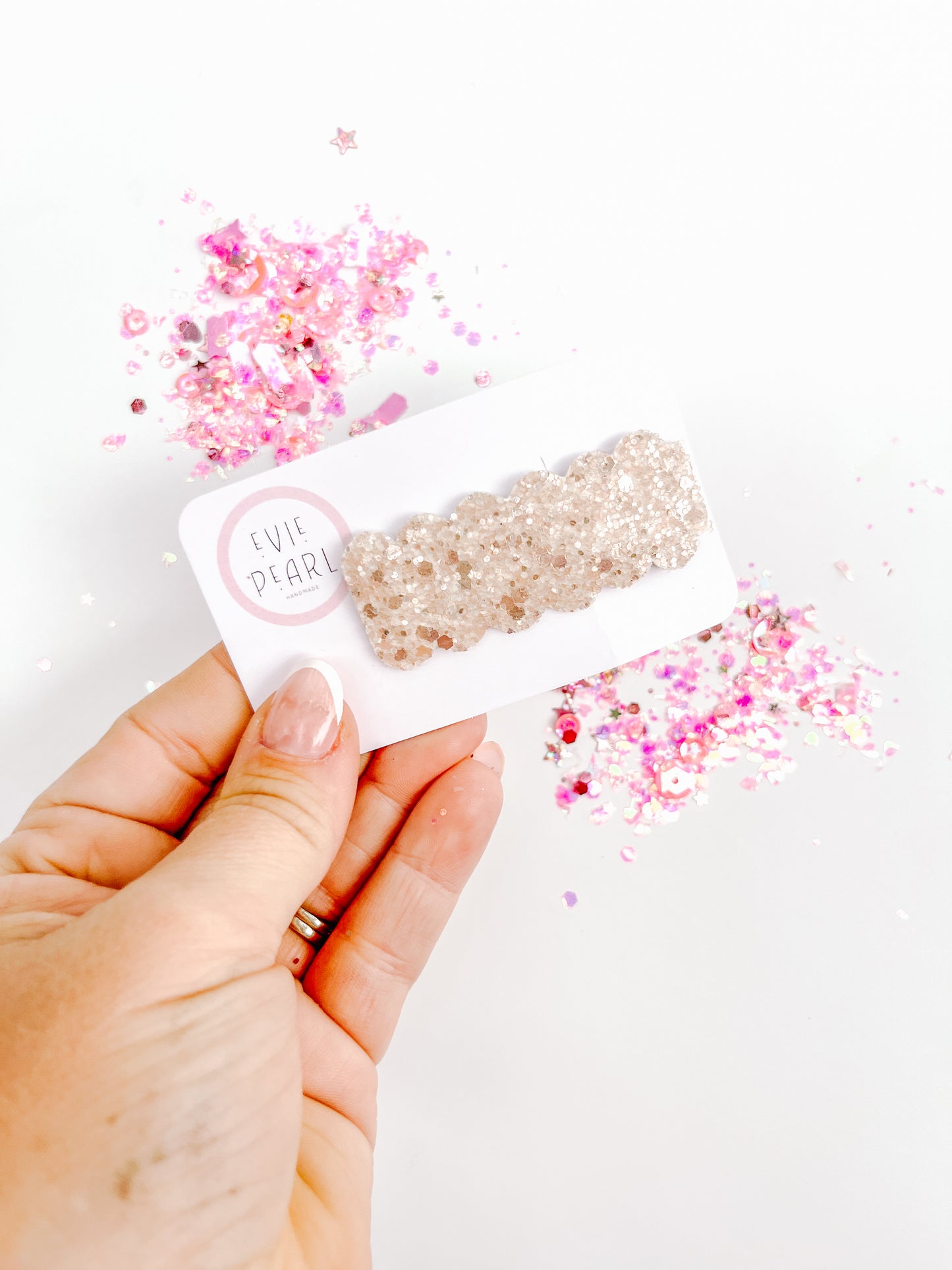 Champagne Glitter Single Snap Clip