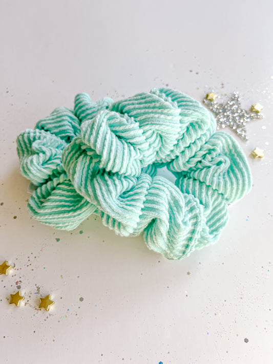 Teal Ribbed Regular Scrunchy