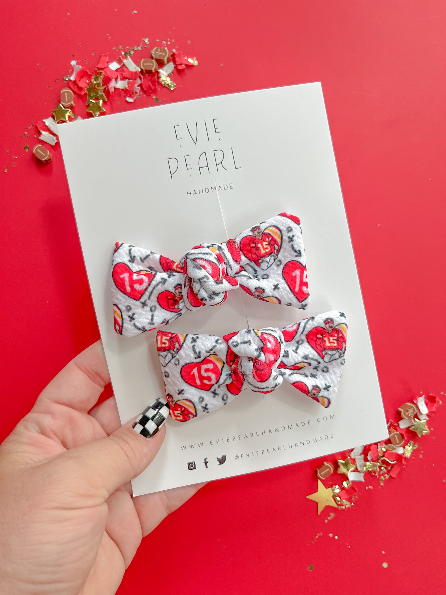 Kansas City Mahomes 15 Knot Bow Pigtail Set