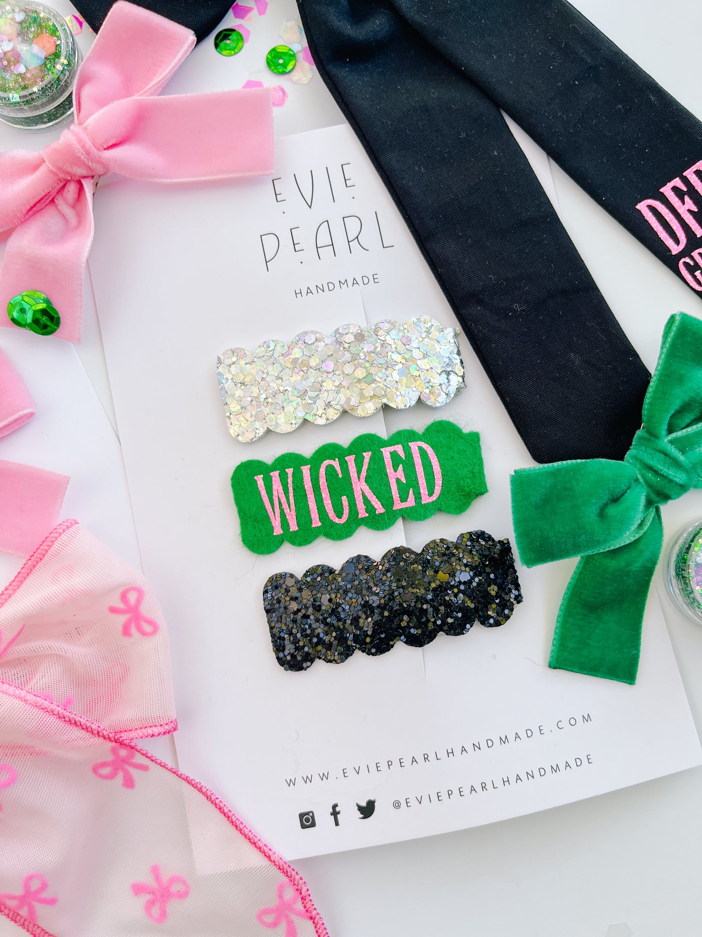 Wicked Glitter Sparkle Snap Clip Set