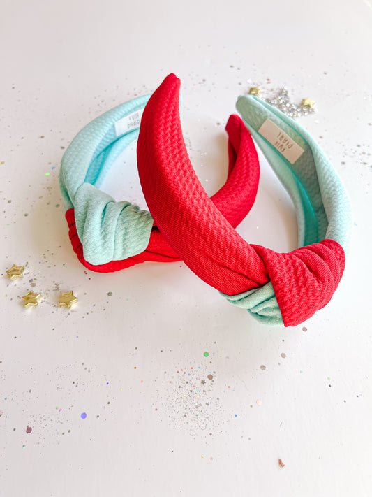 Teal | Red Colorblock KC Current Knotted Headband