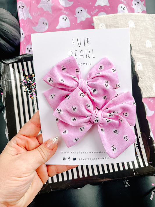 Pink Skulls Medium Pigtails