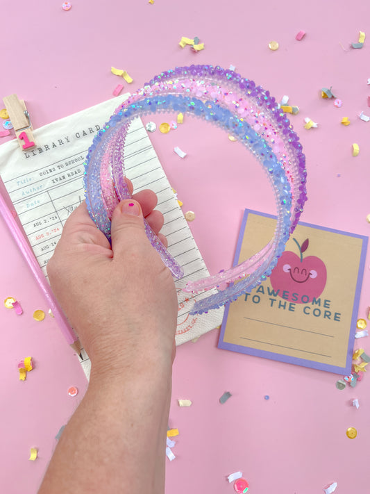 Glitter Headband with Teeth Grippers