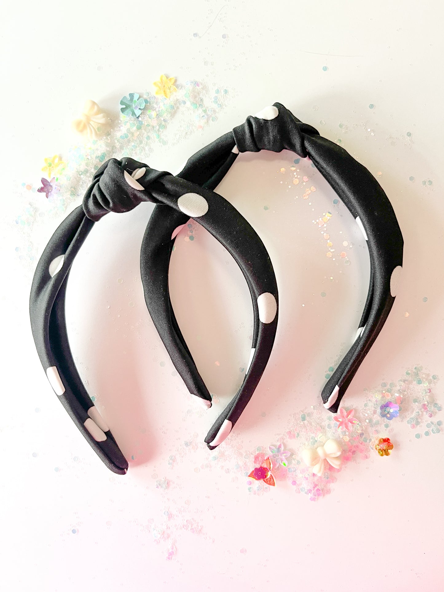 Girls Black Dot Knotted Headband