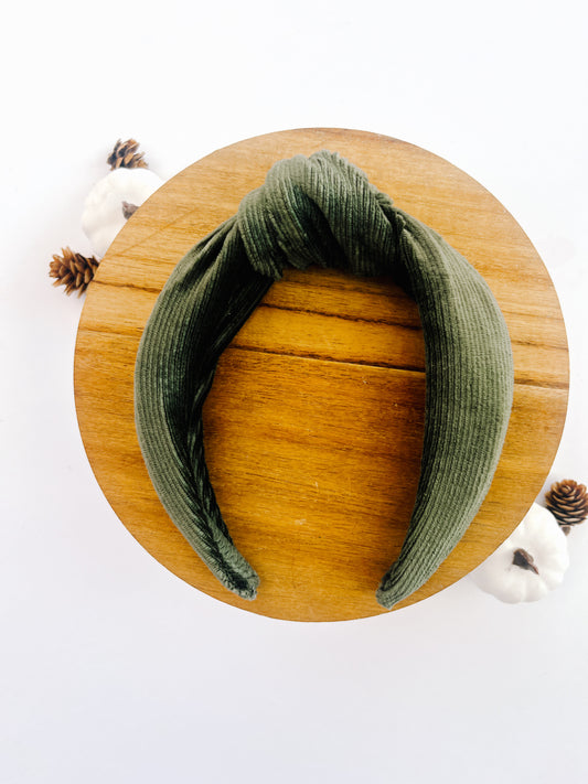 Rich Green Soft Ribbed Knotted Headband for girls and women