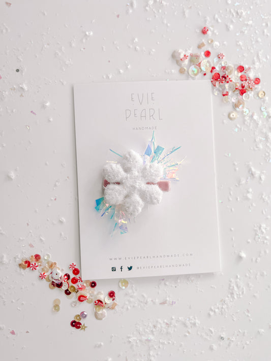 Whimsical Snowflake Tinsel Hair Clip