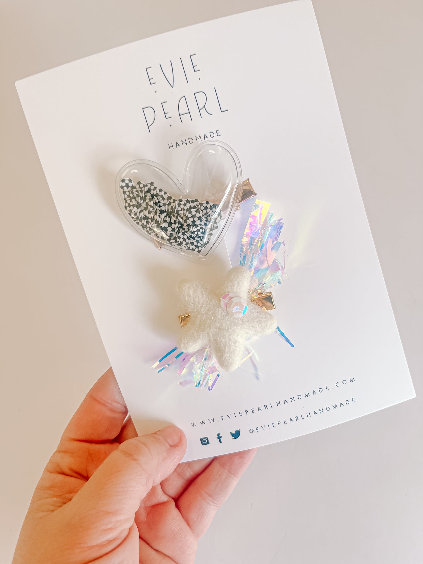 Soccer Shaker Hair Clip & White Sequins Party Star Clip Set