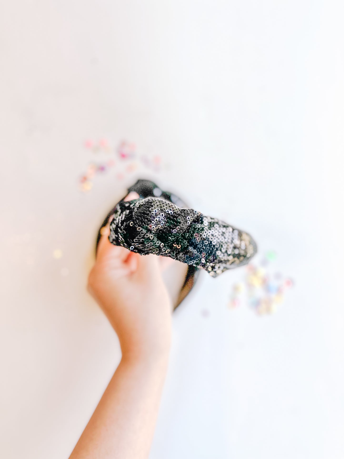 Black Sequins Knotted Headband