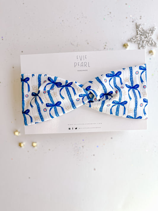 Blue Bows KC Twisted Turban