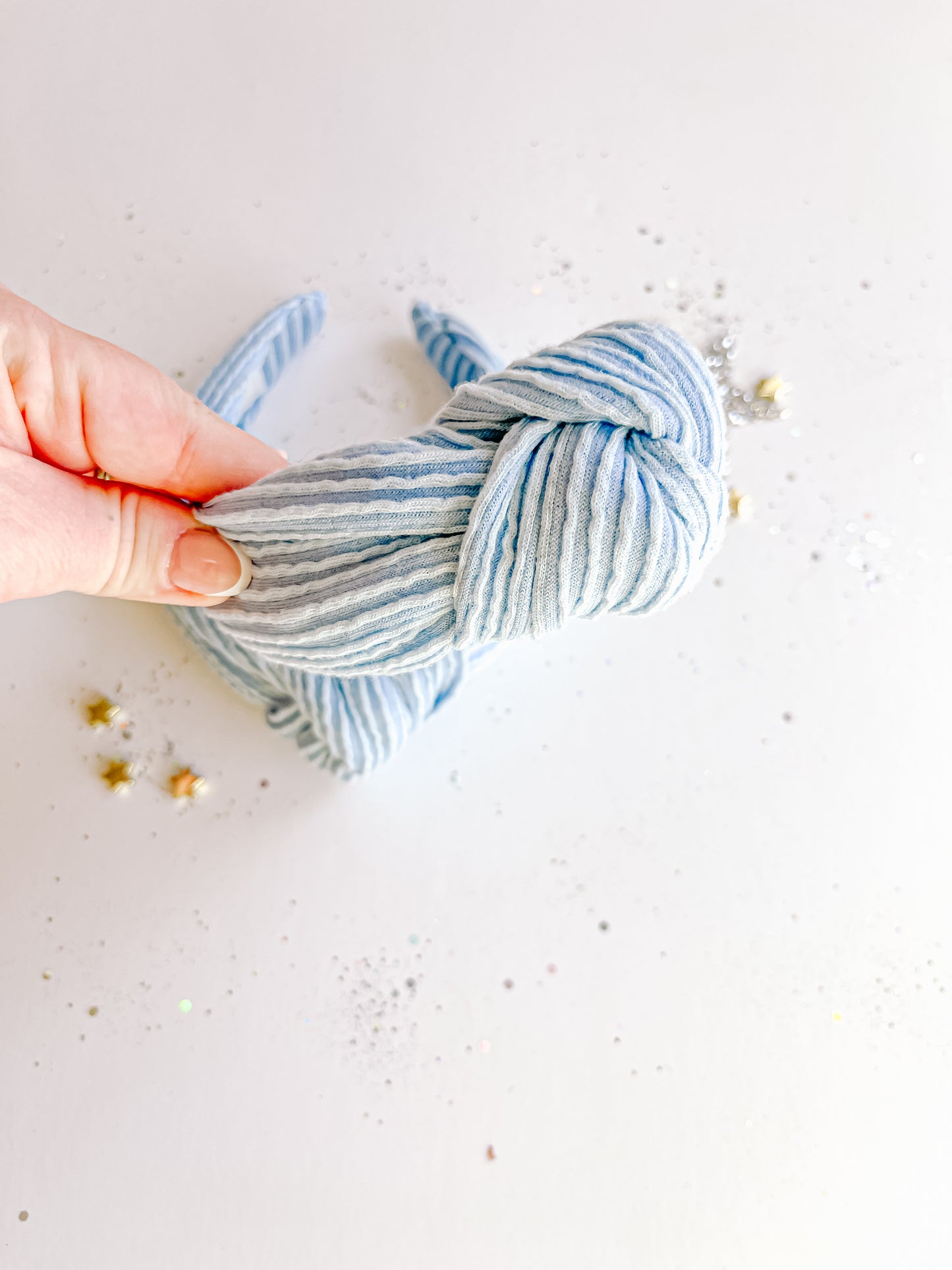 Baby Blue Ribbed Knotted Headband