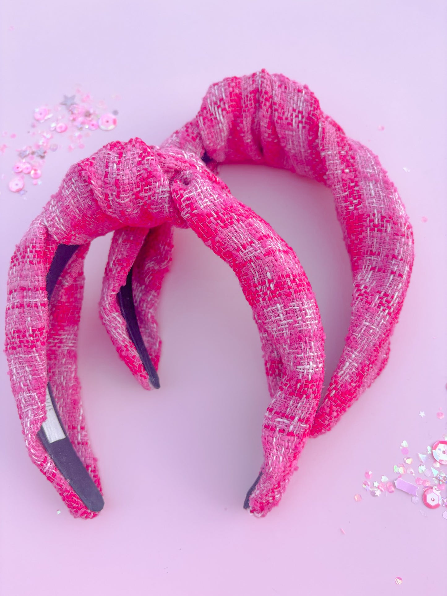 Pink Tweed Knotted Headband for Girls & Women