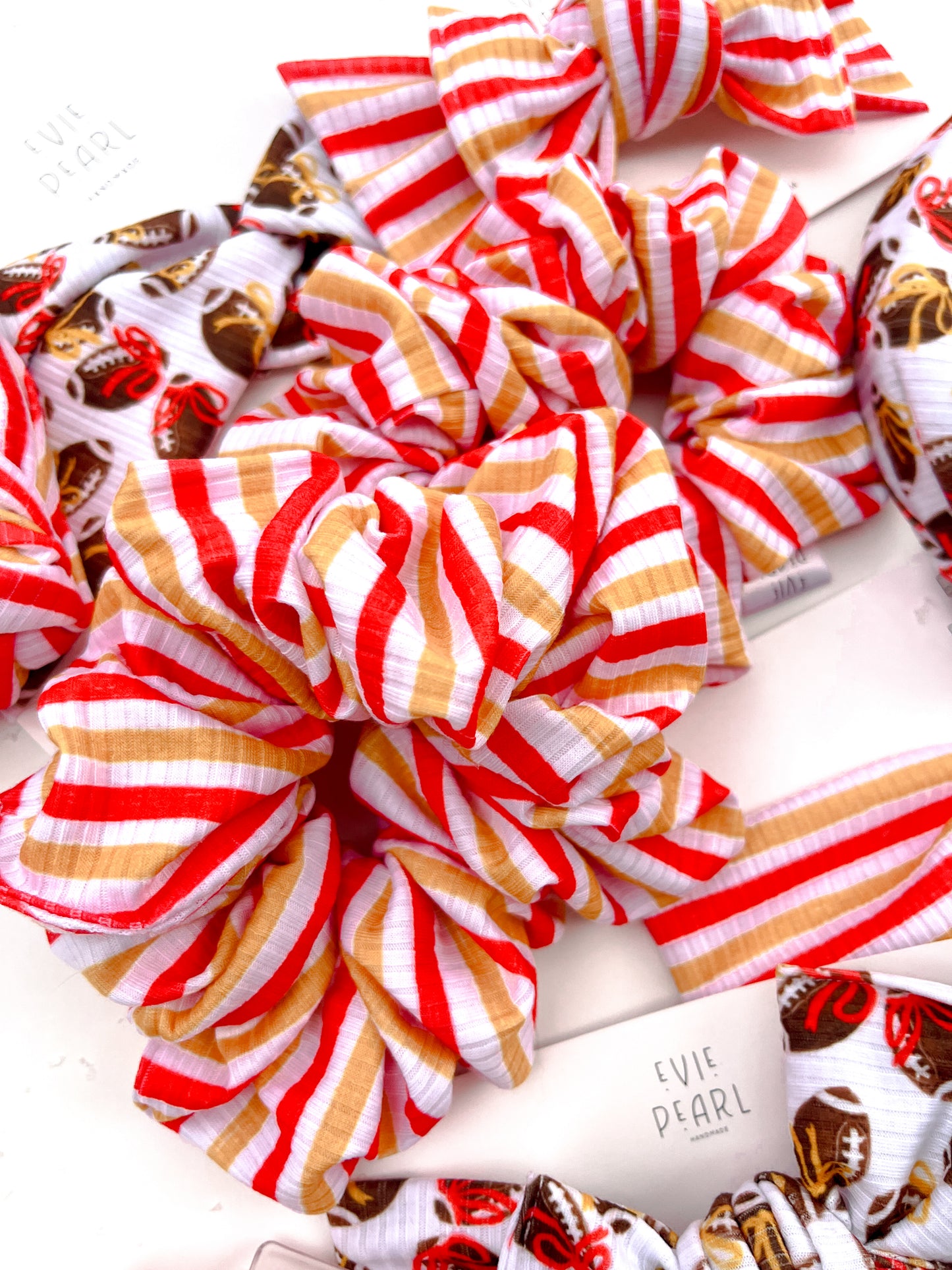 Red & Gold Stripes Oversized Scrunchy