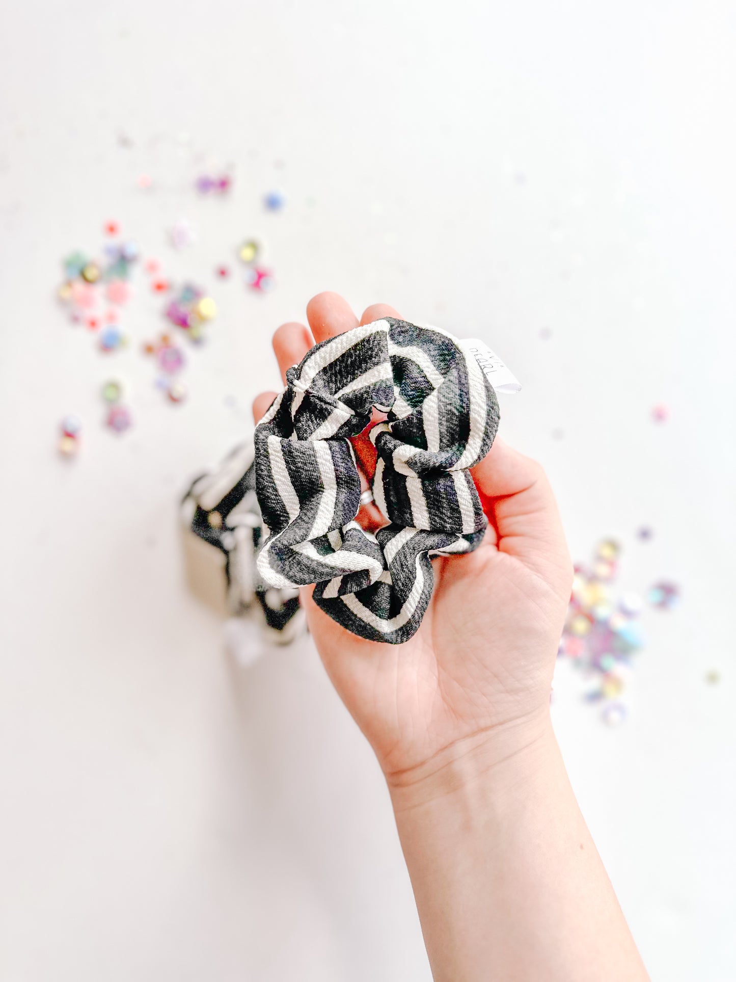 Black Grey White Girl’s Scrunchy
