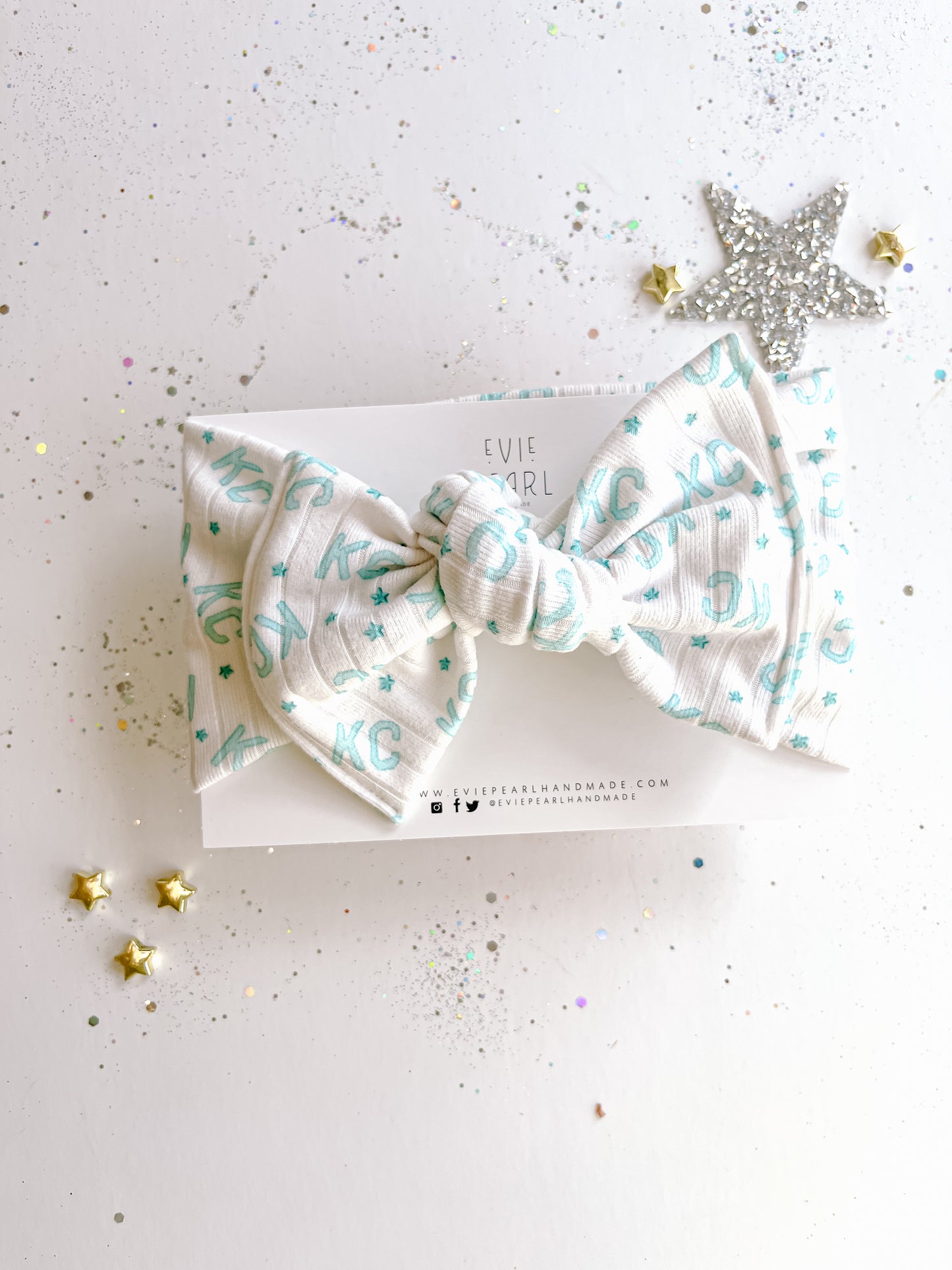 Teal KC Current Baby Bow Turban