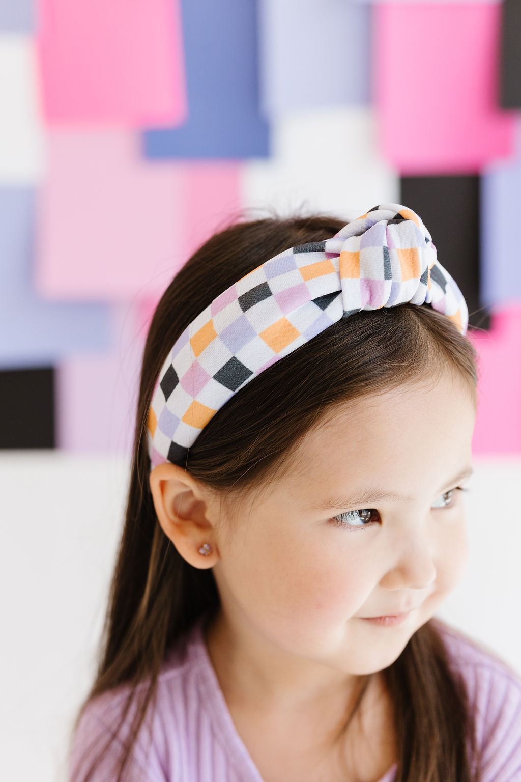 Black|Orange|Purple|Lilac Stripes Knotted Headband for Girls & Women