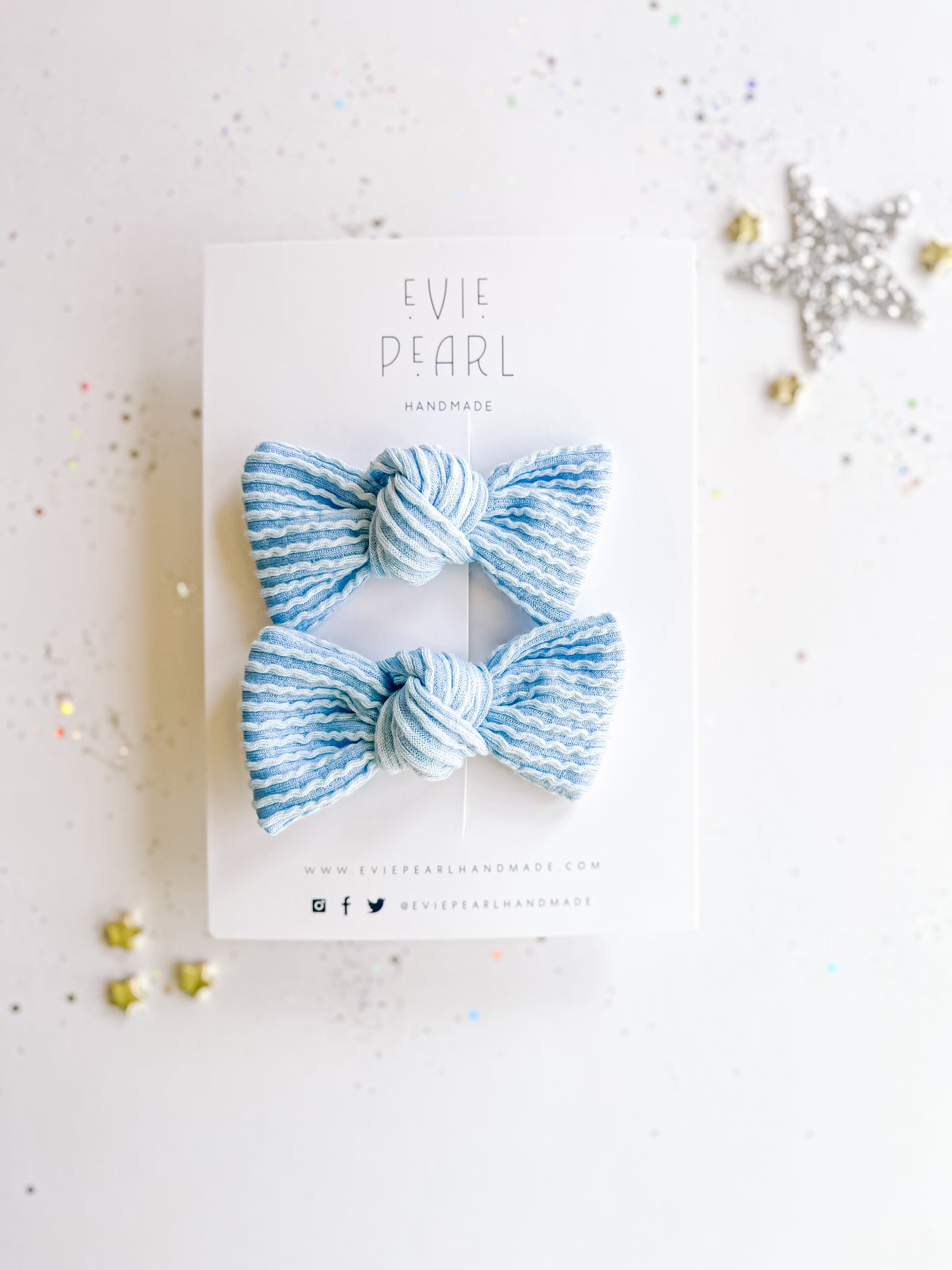 Baby Blue Ribbed Knot Bow Pigtails