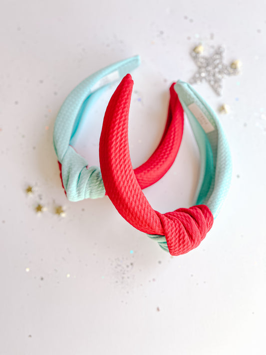 Teal | Red Colorblock KC Current Knotted Headband