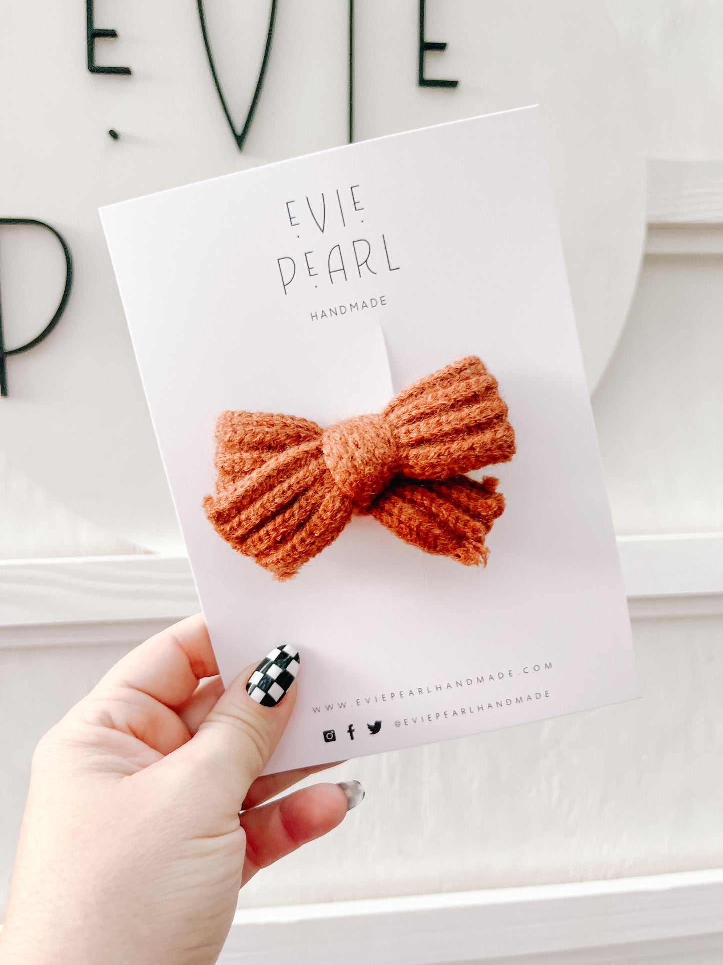 Rust Knit Hair Bow