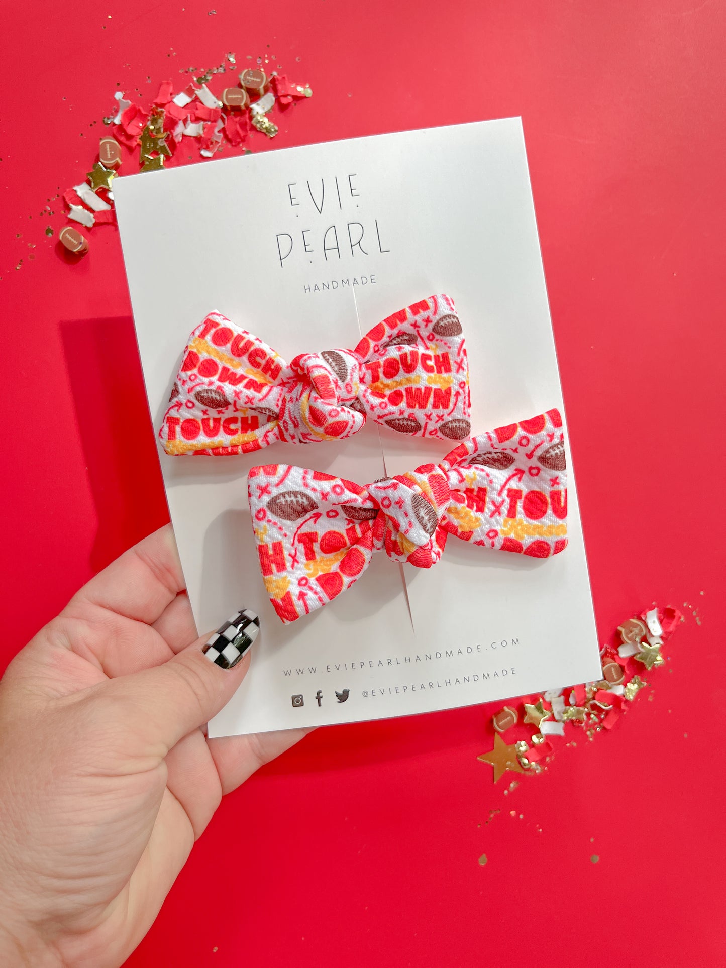 Kansas City Touchdown KC Knot Bow Pigtail Set