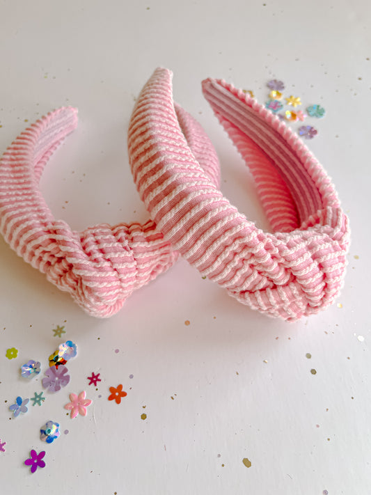 Light Pink Ribbed Knotted Headband