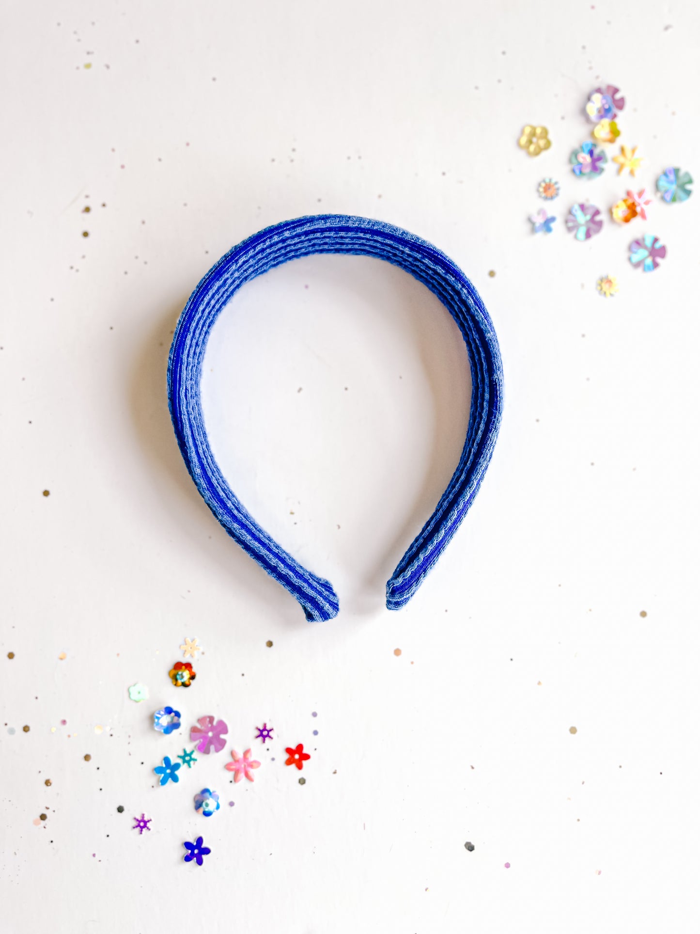 Blue Ribbed Classic Headband
