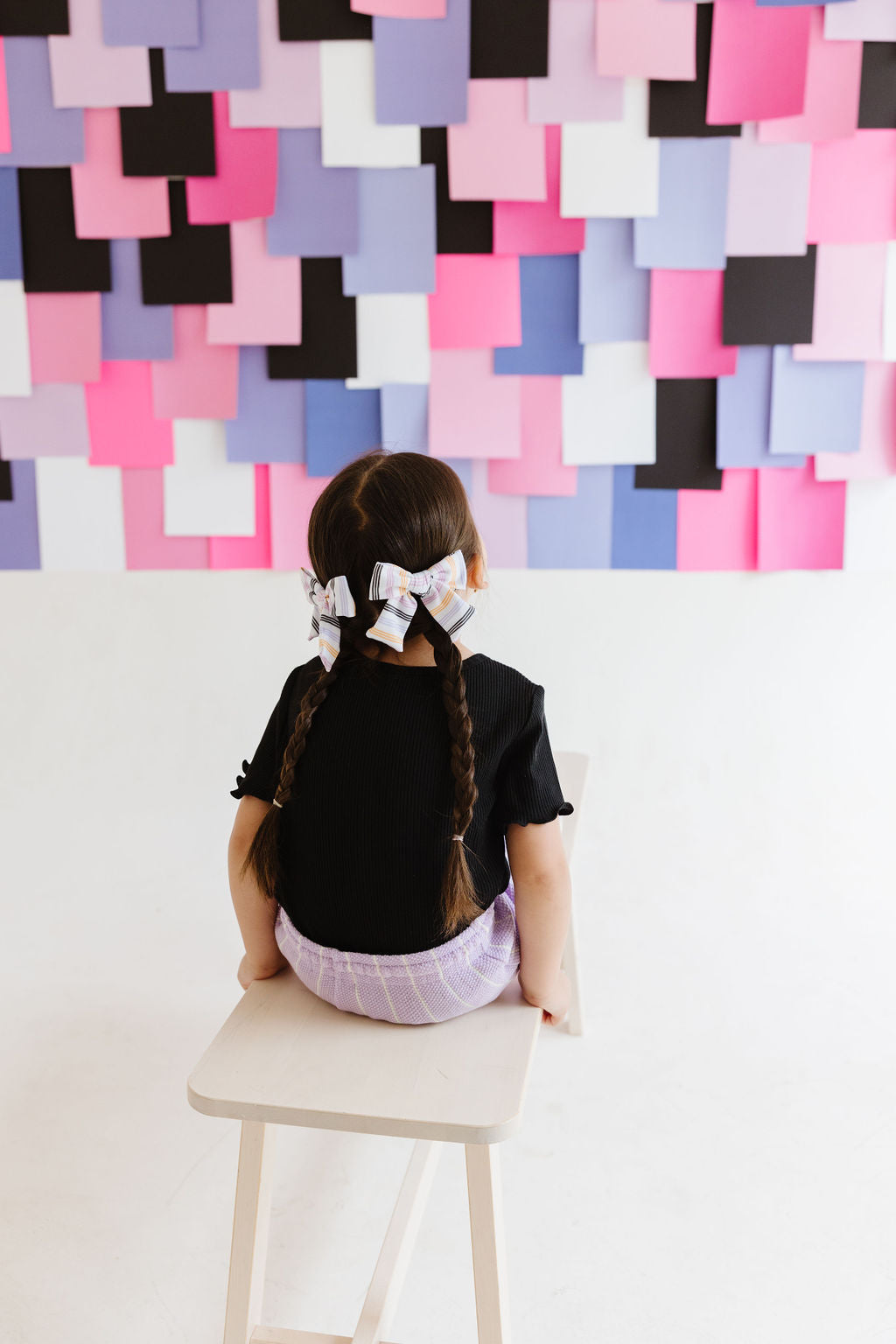 Black|Orange|Purple|Lilac Stripes Pinwheel Bow
