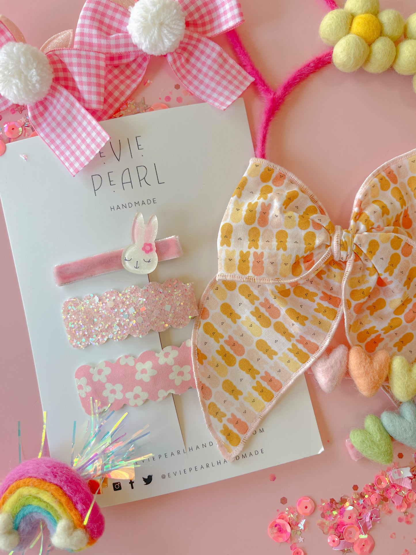 Bunny Gingham Pigtail Set