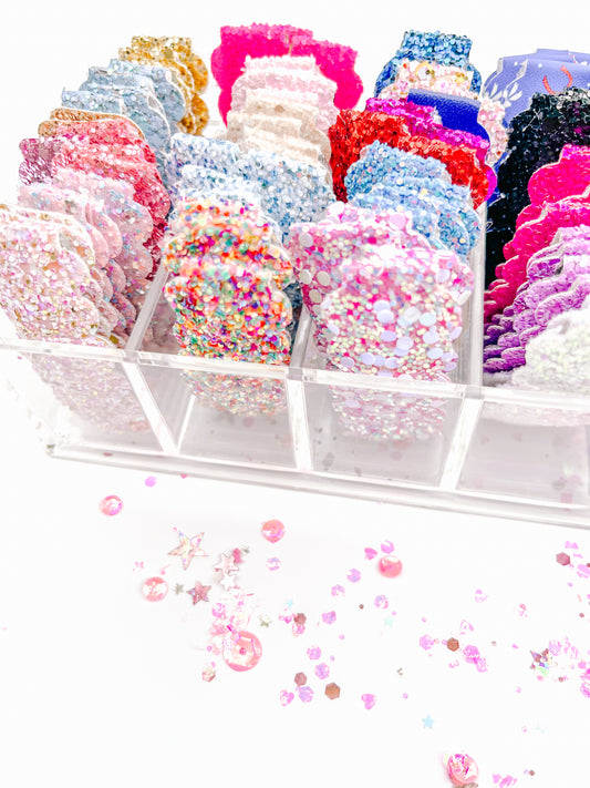 Blue Pink Dot Glitter Single Snap Clip