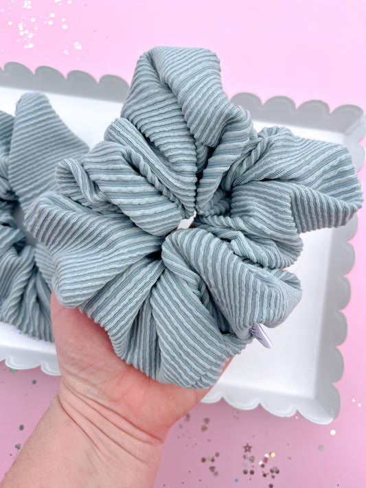 Sage Green Ribbed Oversized Scrunchy