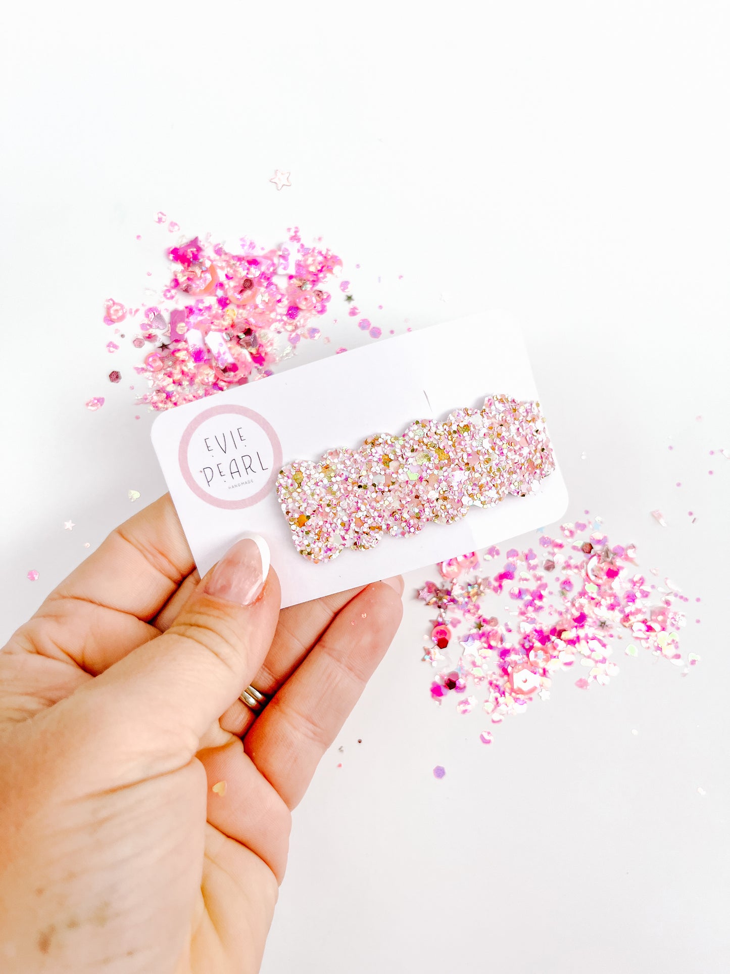 Gold & Pink Glitter Single Snap Clip